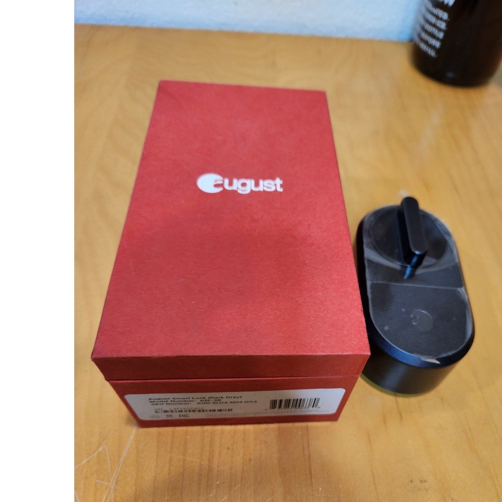 August Smart Lock 3rd Gen ASL-3B Dark Gray Complete w Plates Batteries Bluetooth